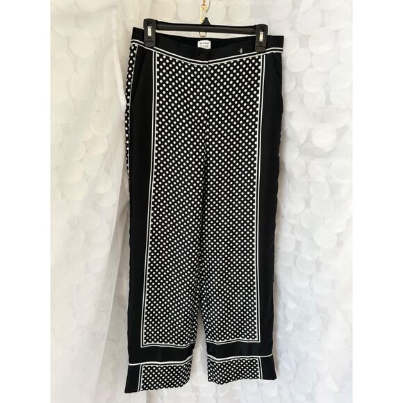 J Crew Marie Marot womens 6 Polka Dot Wide Leg Pants Satin Side Stripes hi rise - Picture 5 of 8